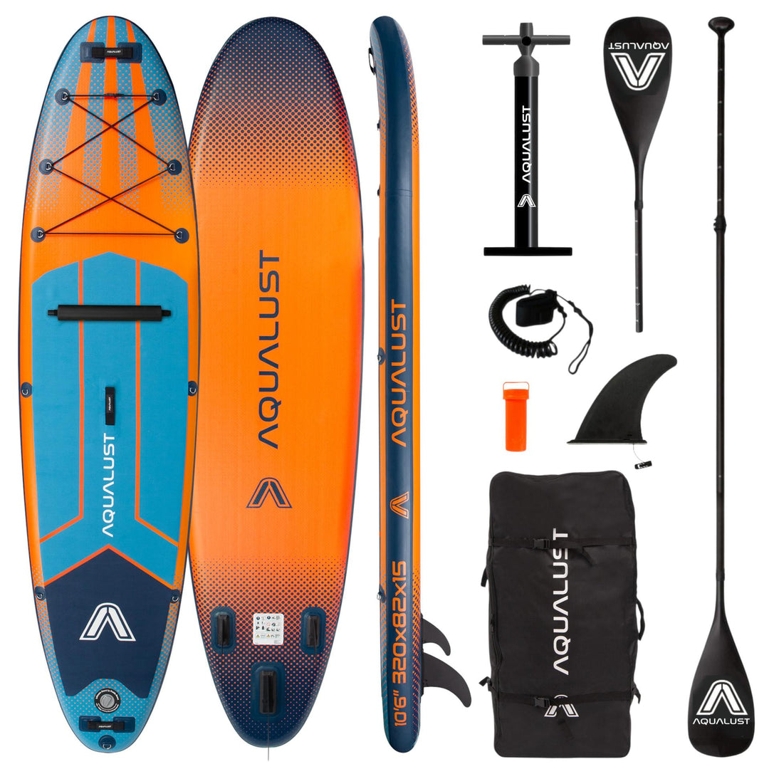 AQUALUST 10.6 iSUP Board Stand Up Paddle Surfboard aufblasbar Komplettset 320cm orange