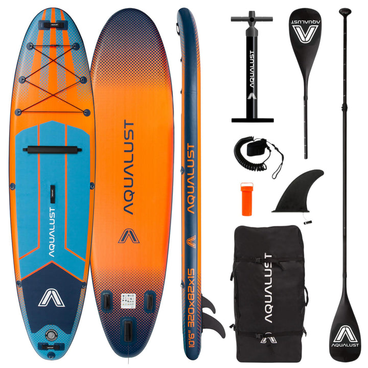 AQUALUST 10.6 iSUP Board Stand Up Paddle Surfboard aufblasbar Komplettset 320cm orange