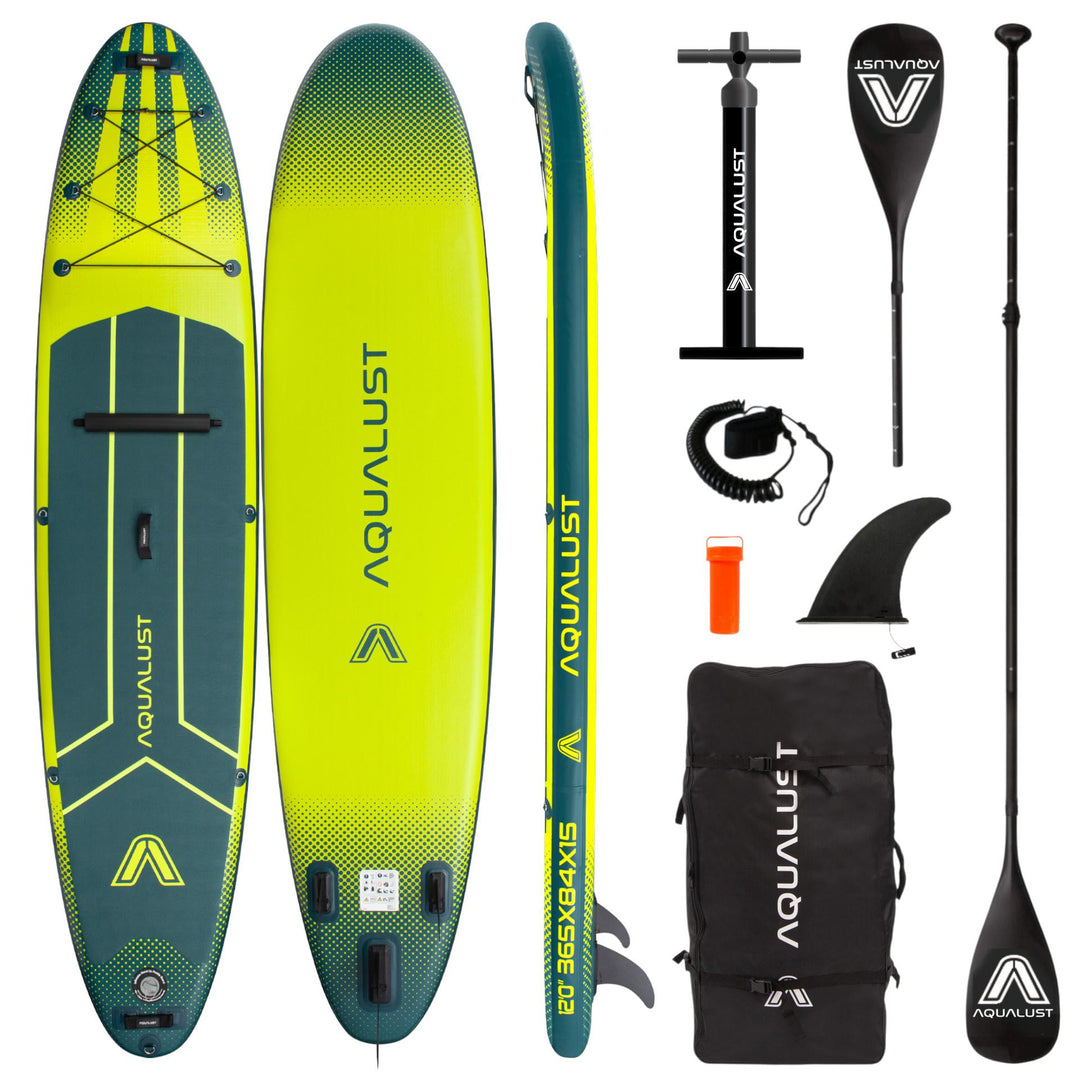 AQUALUST 10.6 iSUP Board Stand Up Paddle Surfboard aufblasbar Komplettset 320cm gelb