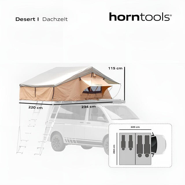 Roof tent horntools Desert I, color sand, without awning.