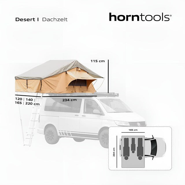 Roof tent horntools Desert I, color sand, without awning.