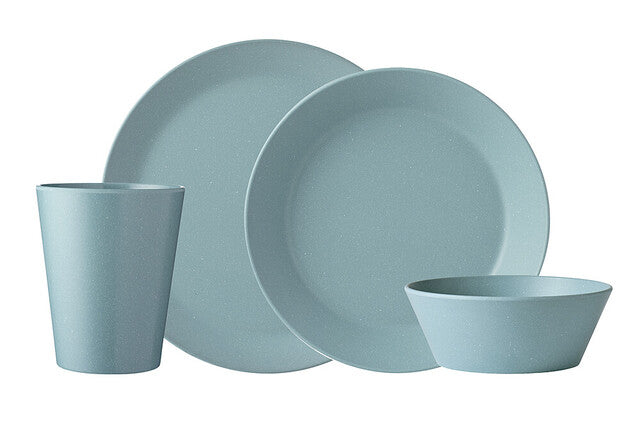 Gschirrset Mepal Bloom 8-Tlg. Fb. pebble green, je 2x Frühstücks-, Suppenteller, Müslischale, Becher