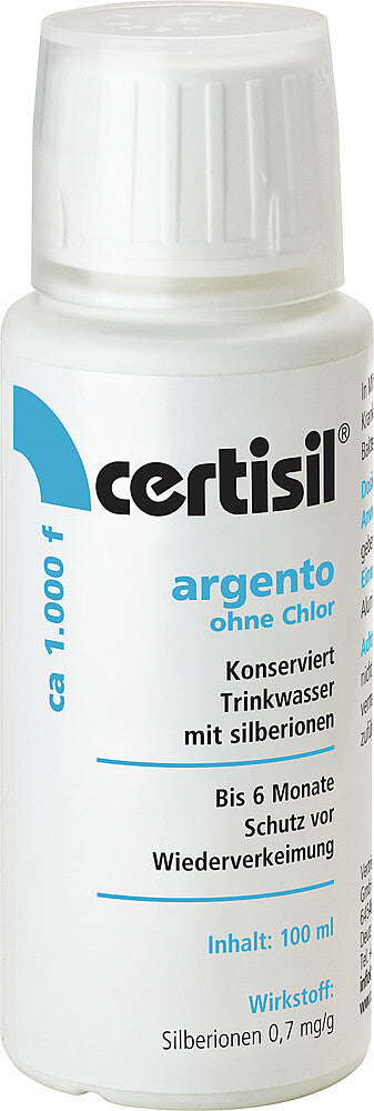 Drinking water purifier certisil argento 1.000 F without chlorine, 100 ml