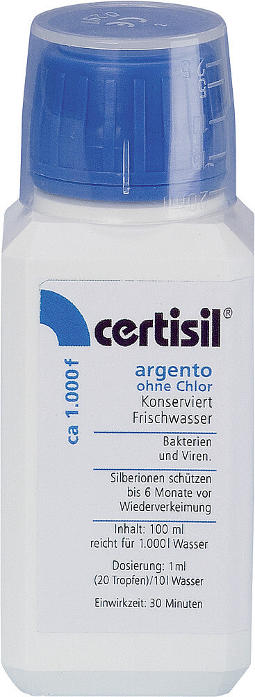 Drinking water purifier certisil argento 1.000 F without chlorine, 100 ml