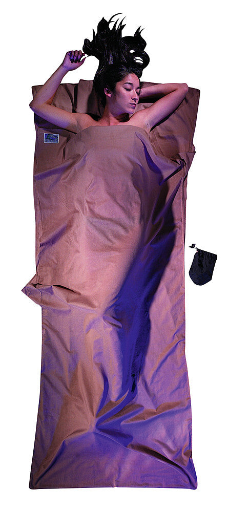 Lightweight travel sleeping bag Cocoon, Egyptian cotton, 220 x 90 cm, color khaki