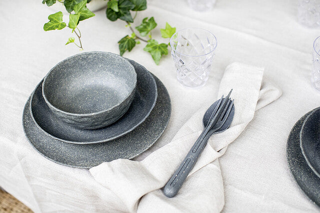 Deep plate koziol Club Plate 22 cm, 4-piece set, color nature ash grey