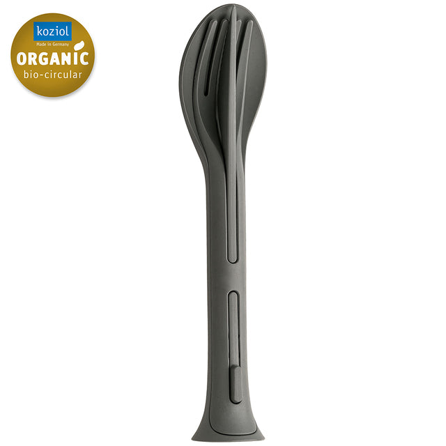 Cutlery set koziol KLIKK 3-piece, color nature ash grey