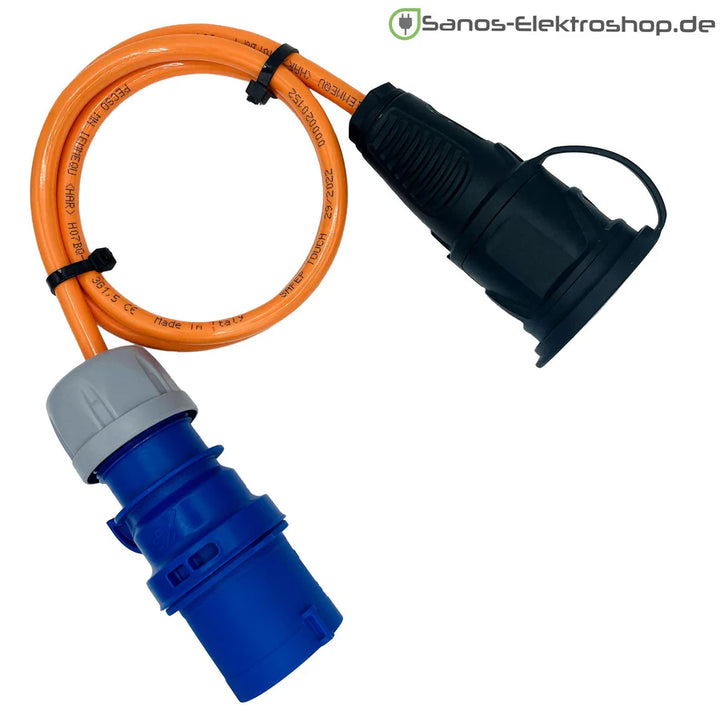 Adapterleitung Weingärnter H07BQ-F 3G2,5 1,5m orange (CEE auf Schuko)