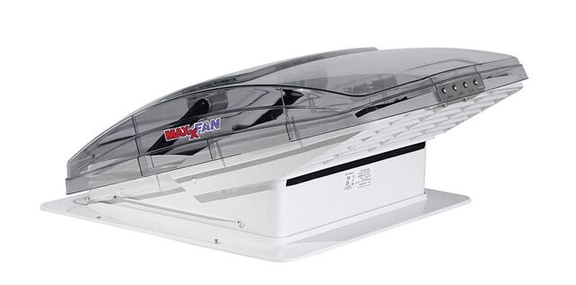 Komplettpaket Einbau Dachhaube MAXXAIR Maxxfan Deluxe mit Lüfter und Regenschutz, elektr. Öffnung