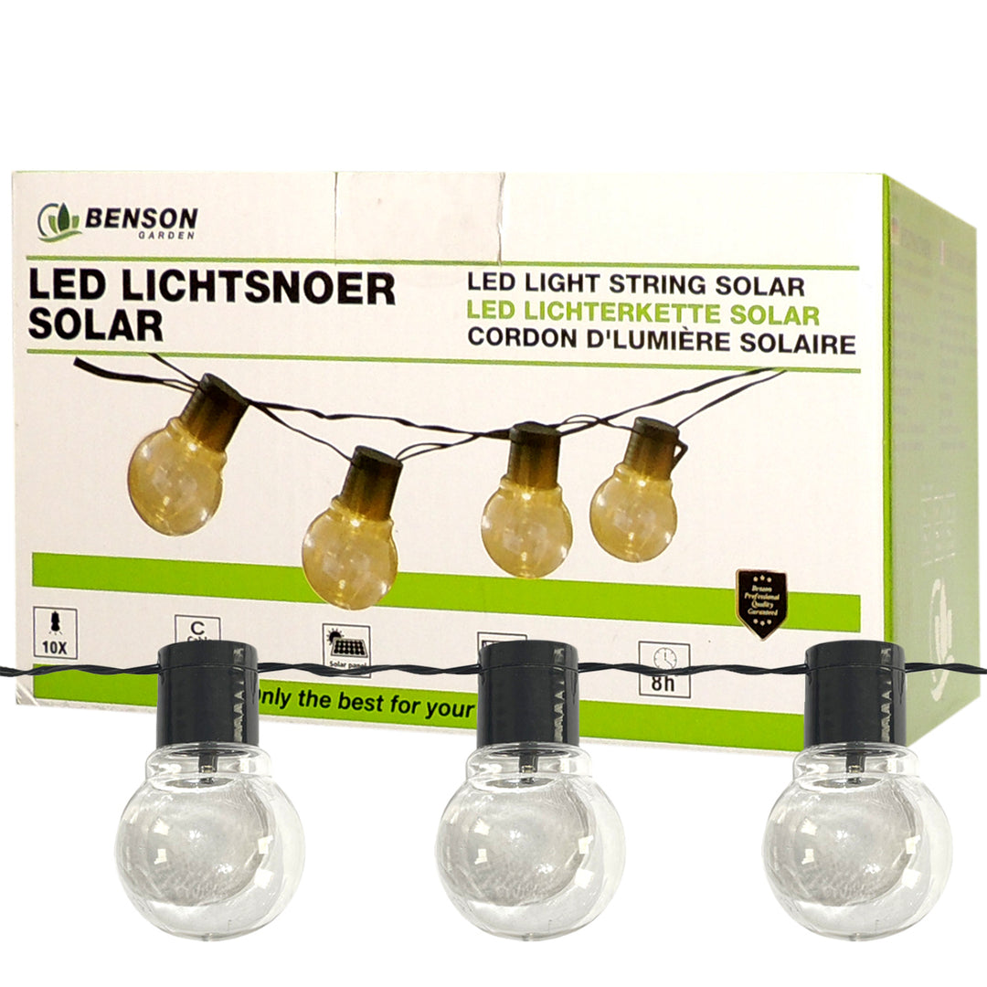 LED Lichterkette mit Solarpanel - Tag- und Nachtsensor - Prixa Sline - Warmweiß 3000K - 4.85 Meter - 20 LED's - Wasserdicht IP44