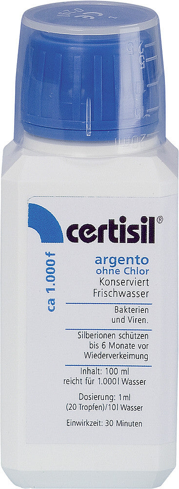 Trinkwasserreiniger certisil argento 1.000 F ohne Chlor, 100 ml