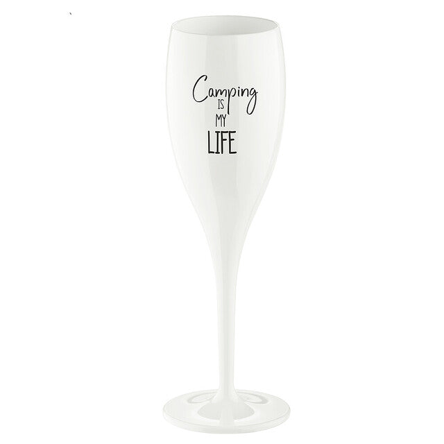 Sektglas koziol CHEERS No. 1 Superglas 100 ml Camping is my life Farbe cotton white